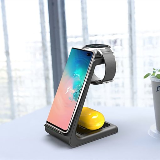 Minimalistic 3 In 1 QI Wireless Charger For Samsung S10 Plus and Galaxy Buds, watch