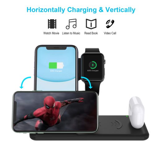 4 IN 1 Wireless Charger Stand For iPhone Apple Watch & Airpods