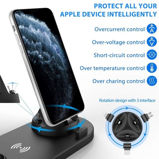 10W 4 in 1 Wireless Charging Dock Station For Apple Watch iPhone & Airpods Pro
