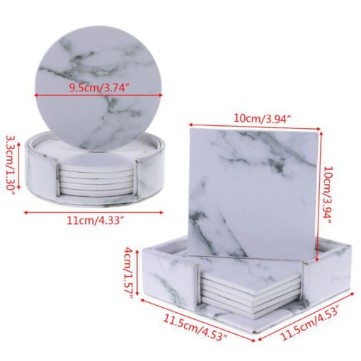 6pcs Home Decor Marble Drink Coasters