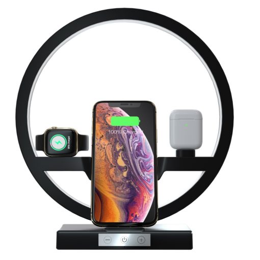 4 IN 1 QI Fast Qi Wireless Charger Dock for Apple iPhone iWatch Airpods & LED Night Stand