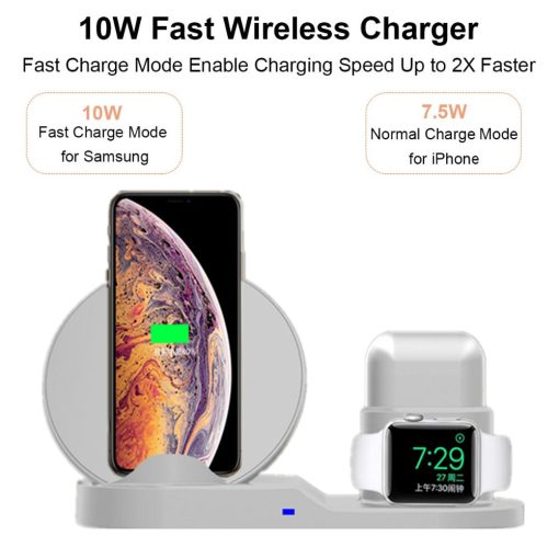 3 in 1 Fast Wireless Charger Dock Station For iPhones Airpods Apple Watch