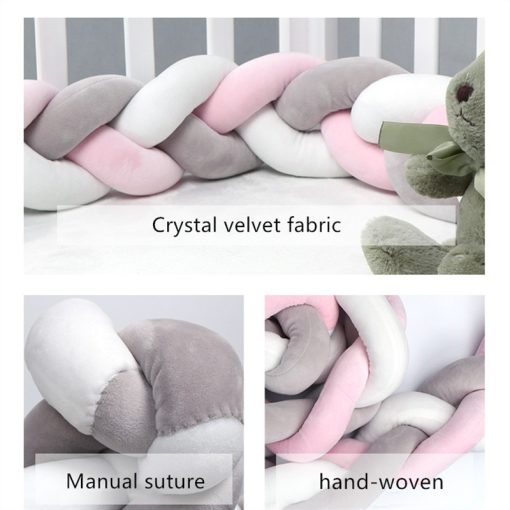 1-3M Braided Crib Bumper Knot Pillow Cushion Crib Protector for Infants
