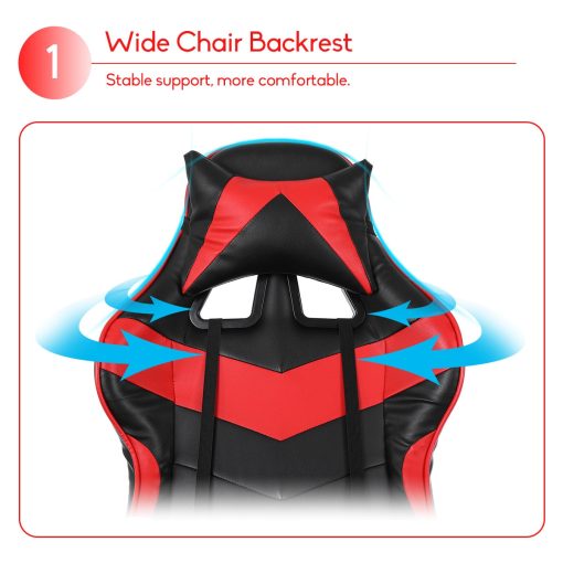 Ergonomic Gaming Chair with Adjustable Footrest, Armrest, Height & Upto 180 Degree Lying Design Neck Lumber Support