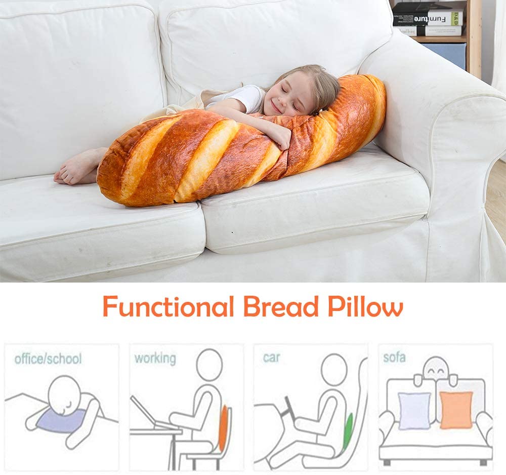 3D Simulation Bread Shape Pillow Soft Lumbar Back Cushion 4