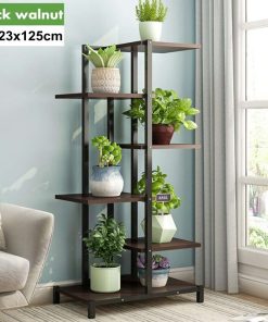 4 Tiers Iron Wooden Plant Rack Stand Bookshelf 60x23x125cm