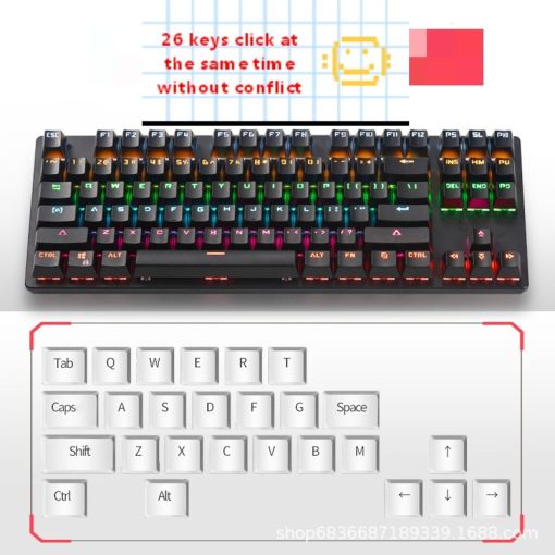 87key Gaming Mechanical Keyboard Anti-ghosting RGB Mix Backlit Blue Switch