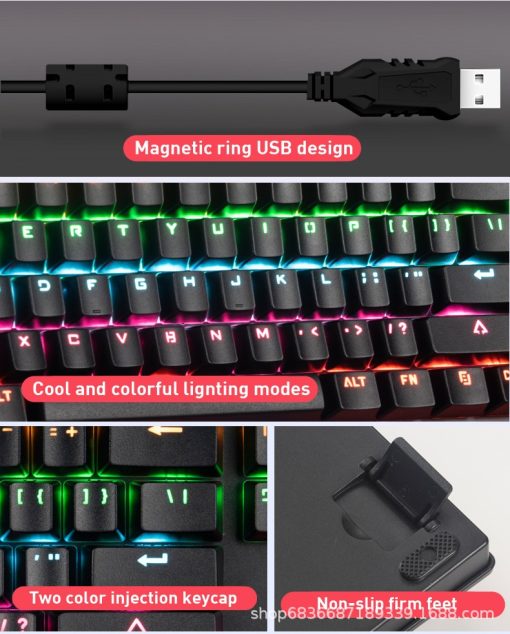 87key Gaming Mechanical Keyboard Anti-ghosting RGB Mix Backlit Blue Switch