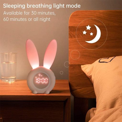 Bunny Kids Alarm Clock Touch Control Night Light