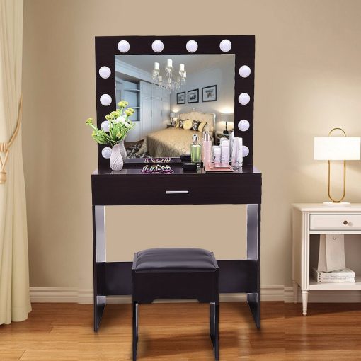 Best Makeup Vanity Table with Lighted Mirror With Cushioned Stool