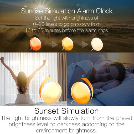 Sunrise WiFi Smart Wake Up Light Alarm Clock with 7 Colors Alexa Google Home Support
