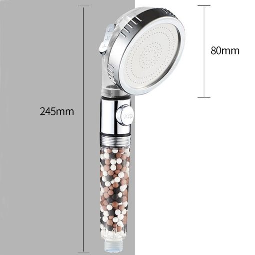 3-Function High Pressure Anion Filter Bath shower Head with on/off Button