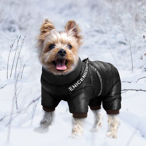 Small Pet Dog Coat Jacket With Harness Winter Warm Dog Clothes For Bulldog Chihuahua Outfits Waterproof Dog Clothing Jackets