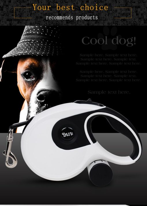 Durable Automatic Retractable Lead for Large Dogs with Poop Bag Holder