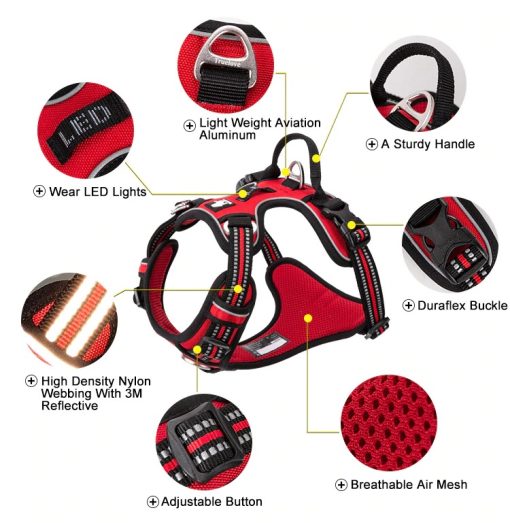 Pro-Grip Breathable Reflective Nylon Dog Harness for No Pull
