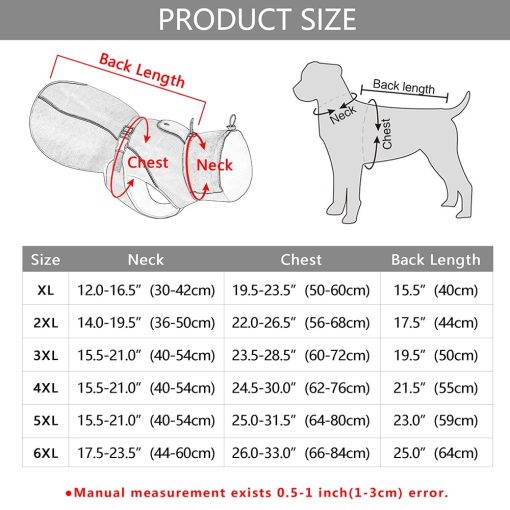 Reflective Winter Dog Jacket Adjustable For Large Dogs