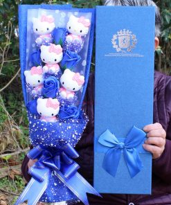 Kawaii Sanrio 6 Hello Kitty Dolls And 6soap Flower Gift Box Cartoon Festive Bouquet Valentine’s Day Girl Friend Surprise Gifts