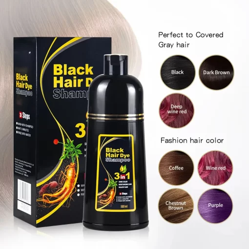 Shampoo that Colors Hair Black 3in1 Instant Gray to Black Dye Shampoo
