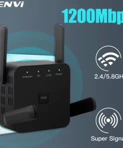 RangeMax Pro WiFi-Repeater-1200Mbps-Router-Black-WiFi-Extender-Amplifier-2-4G-5GHz-Wi-Fi.