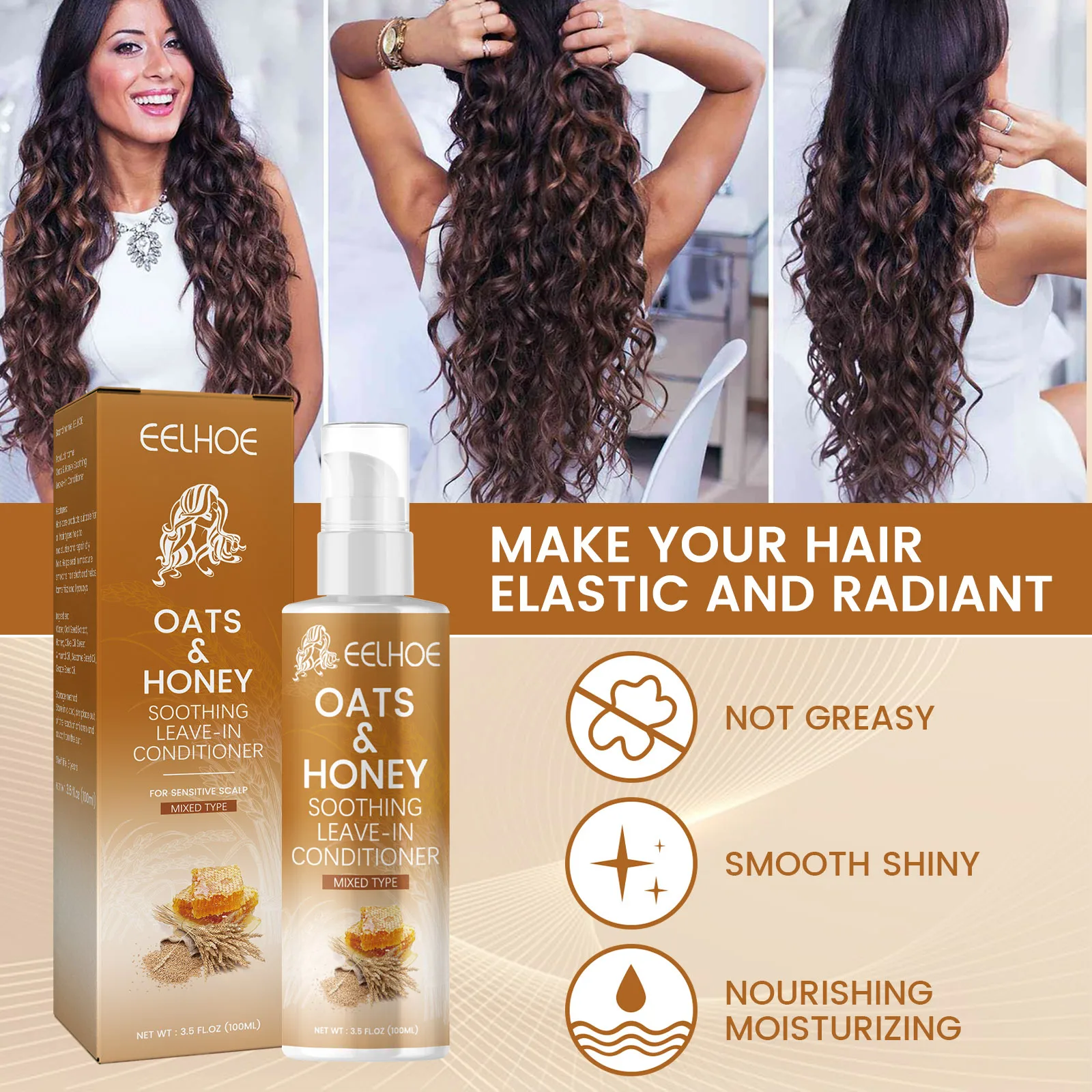 Honey Oats Natural Leave in Conditioner for Curly Hair