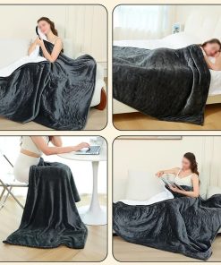 Flannel Electric Heated Blanket Bed Warmer Soft Nap Throw with 9 Heating Levels &12 Hours auto-Off 5S Fast Heat Up Washable